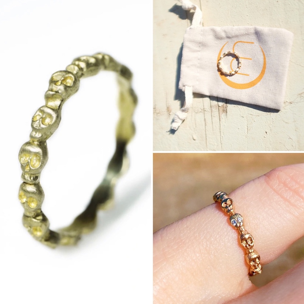 NWT OOAK Michelle Chang 14k/Diamond Mini Skull Ring